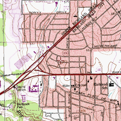 Topographic Map of Robinwood Baptist Mission Church, TX
