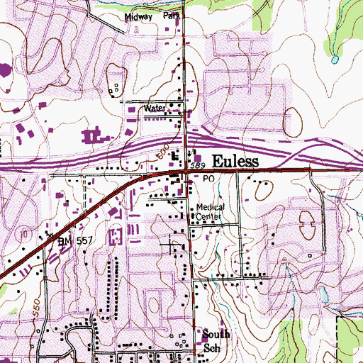 Topographic Map of Saebit Baptist Church, TX