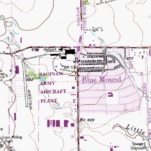 Topographic Map of Saginaw Park Baptist Church, TX