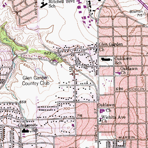 Topographic Map of Saint Andrews Missionary Baptist Church, TX