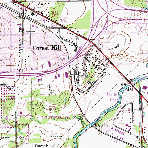 Topographic Map of Oakcrest Baptist Church, TX