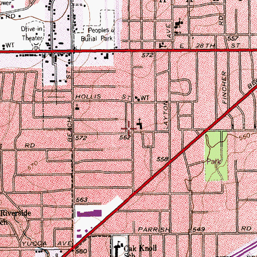 Topographic Map of Oakview Baptist Church, TX