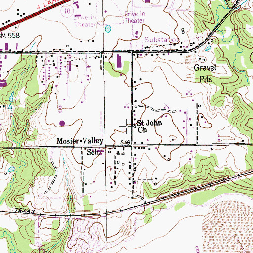 Topographic Map of Saint John Baptist Church, TX