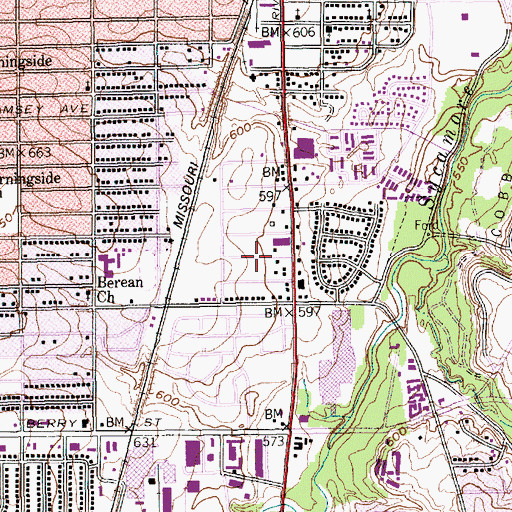 Topographic Map of Samuel Baptist Church, TX