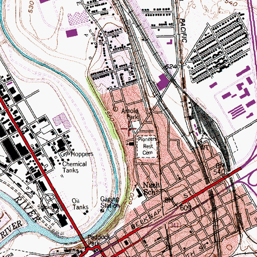 Topographic Map of Samuels Avenue Baptist Church, TX