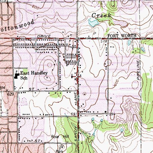 Topographic Map of Sandy Lane Baptist Church, TX