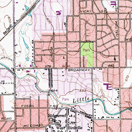 Topographic Map of Live Oak Baptist Church, TX