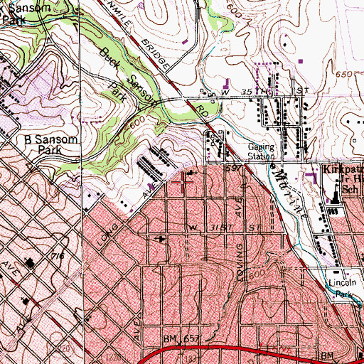 Topographic Map of Long Avenue Baptist Church, TX