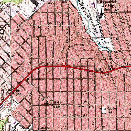 Topographic Map of Loving Avenue Baptist Church, TX