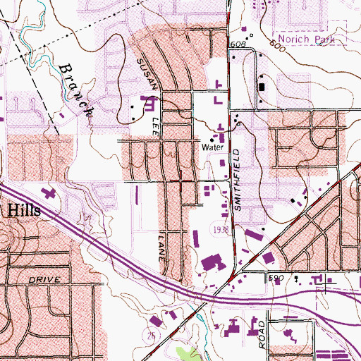 Topographic Map of Maplewood Baptist Church, TX