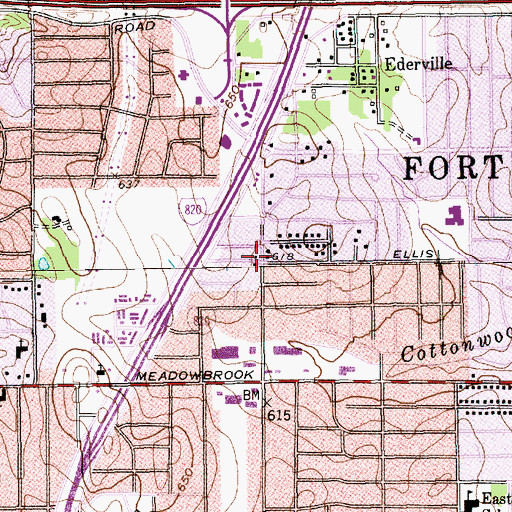 Topographic Map of Meadowbrook First Baptist Church, TX