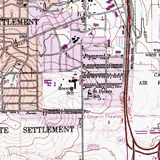 Topographic Map of Memorial Baptist Church, TX