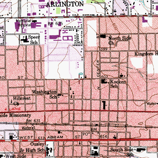 Topographic Map of Mount Olive Baptist Church, TX