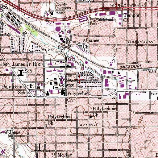 Topographic Map of New Beginnings Baptist Church, TX