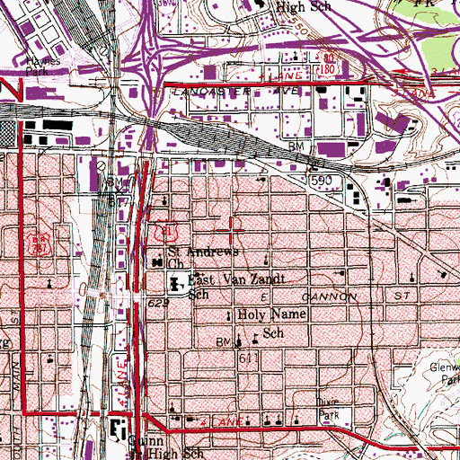Topographic Map of Highland Baptist Church, TX