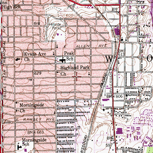 Topographic Map of Highland Park Baptist Church, TX