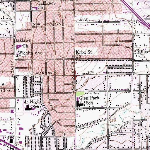 Topographic Map of Hill Top Baptist Church, TX