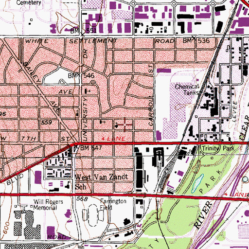 Topographic Map of Iglesia Bautista Central Church, TX