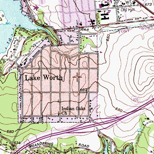 Topographic Map of Indian Oaks Primitive Baptist Church, TX