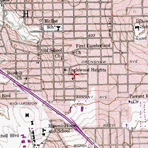 Topographic Map of Lake Arlington Baptist Church, TX