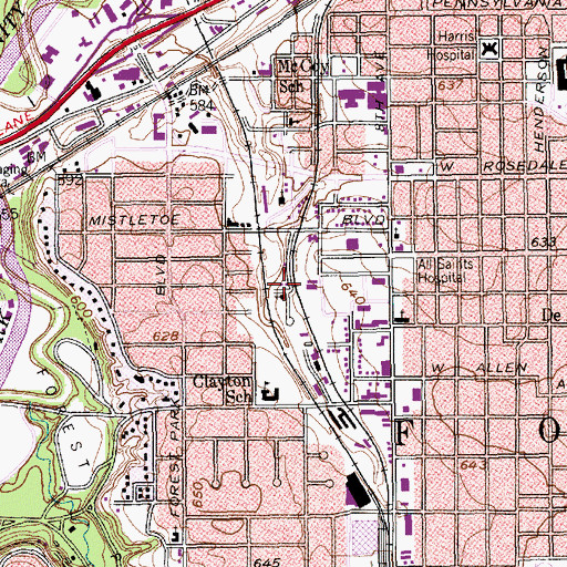 Topographic Map of Leslie Court Baptist Church, TX