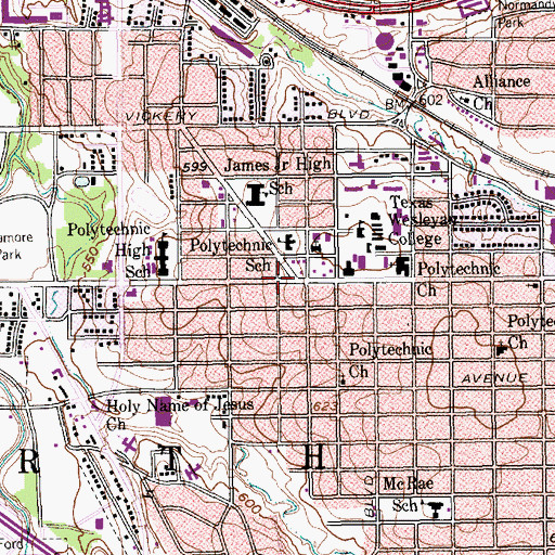 Topographic Map of New Covenant Missionary Baptist Church, TX