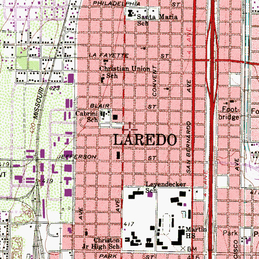 Topographic Map of Iglesia Bautista - Nuevo Nacimiento Church, TX
