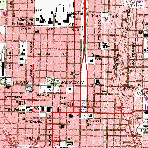 Topographic Map of Primera Iglesia Bautista Church, TX
