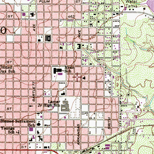 Topographic Map of Church of Christ, TX