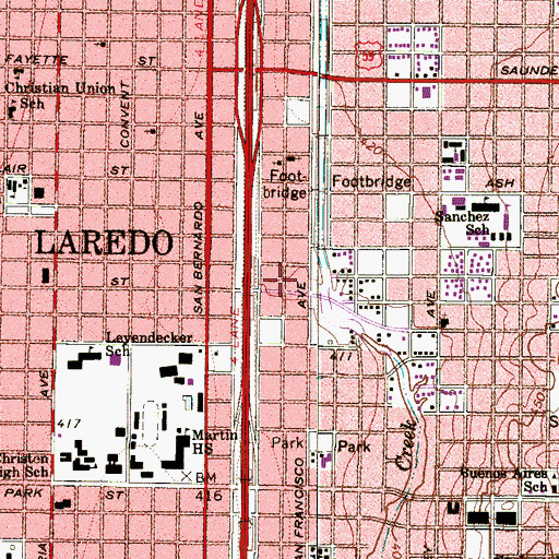Topographic Map of Jehovahs Witnesses Church, TX