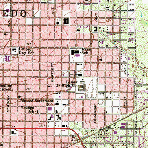 Topographic Map of First Presbyterian Church, TX