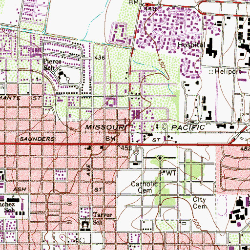Topographic Map of Iglesia Adventist del Septimo Dia Church, TX