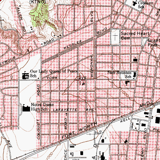 Topographic Map of Fairview Assembly of God Church, TX