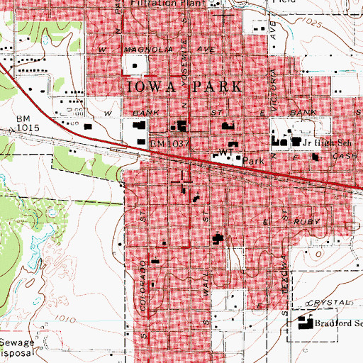 Topographic Map of First Assembly of God Iowa Park Church, TX