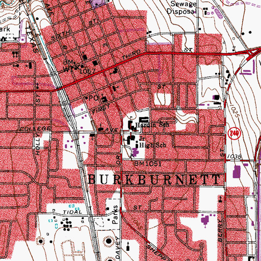 Topographic Map of First Assembly of God of Burkburnett Church, TX