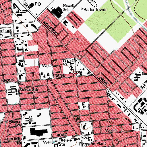 Topographic Map of Our Saviours Lutheran Church, TX
