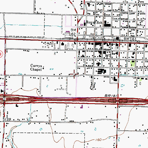 Topographic Map of Curry Chapel Baptist Church, TX