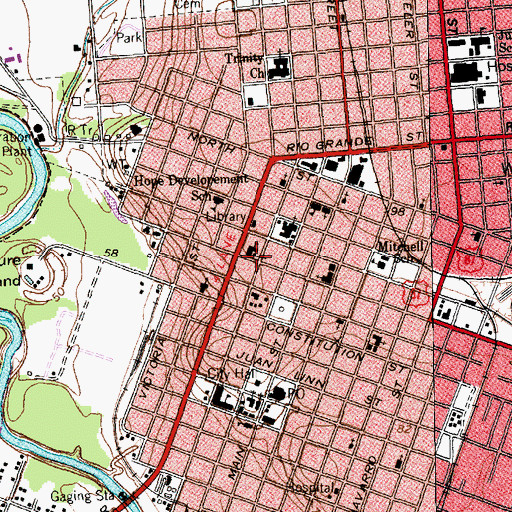 Topographic Map of First Baptist Church, TX