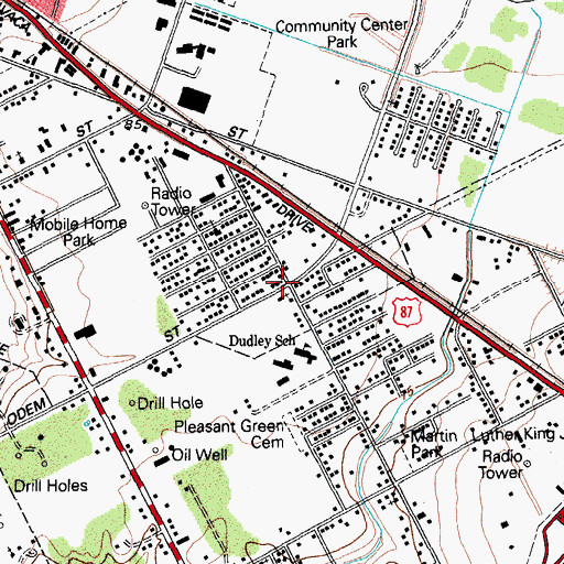 Topographic Map of Greater Mount Calvary Baptist Church, TX