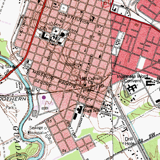 Topographic Map of Mount Calvary Baptist Church, TX