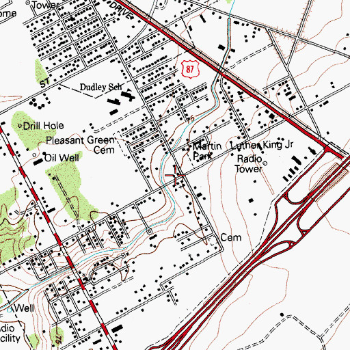 Topographic Map of Mount Pleasant Baptist Church, TX