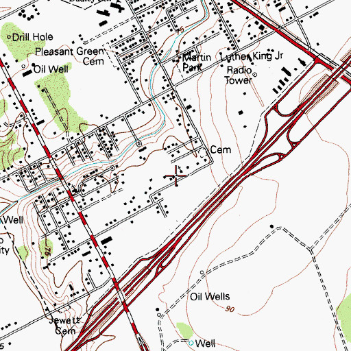 Topographic Map of Mount Zion Baptist Church, TX