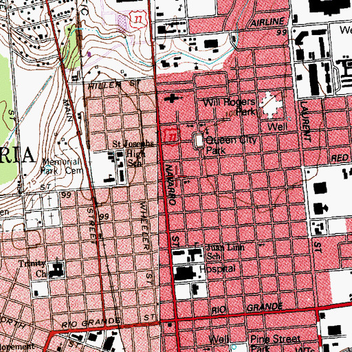 Topographic Map of Primera Iglesia Bautista Church, TX