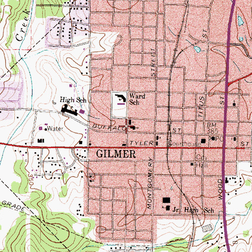 Topographic Map of Church of Christ, TX