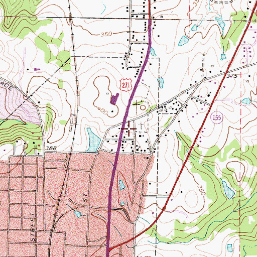 Topographic Map of Hollis Chapel Church of God in Christ, TX