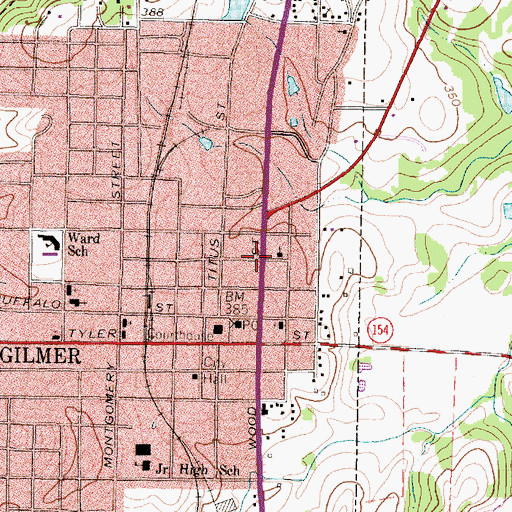 Topographic Map of Moses Chapel Church, TX