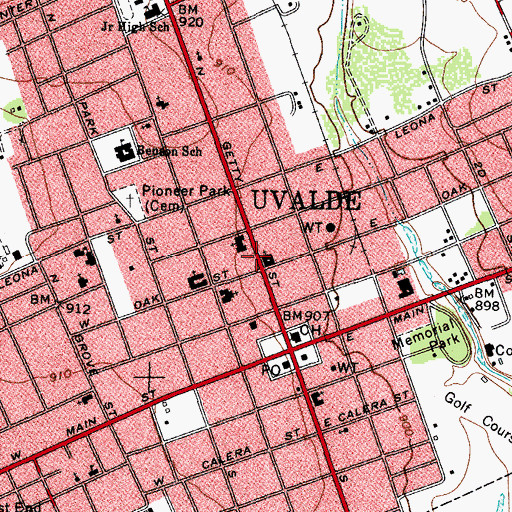 Topographic Map of First Presbyterian Church, TX