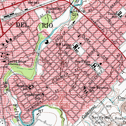 Topographic Map of Segunda Iglesia Bautista Church, TX