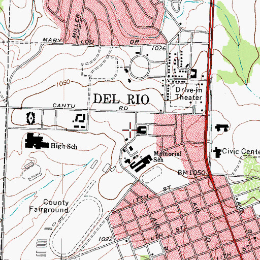 Topographic Map of Grace Lutheran Church, TX
