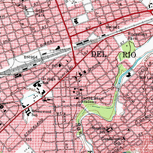 Topographic Map of First Presbyterian Church, TX